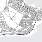 Close-up detail of the Cape Agulhas Mono map print, showing the fine line work and quality of the full-size print.