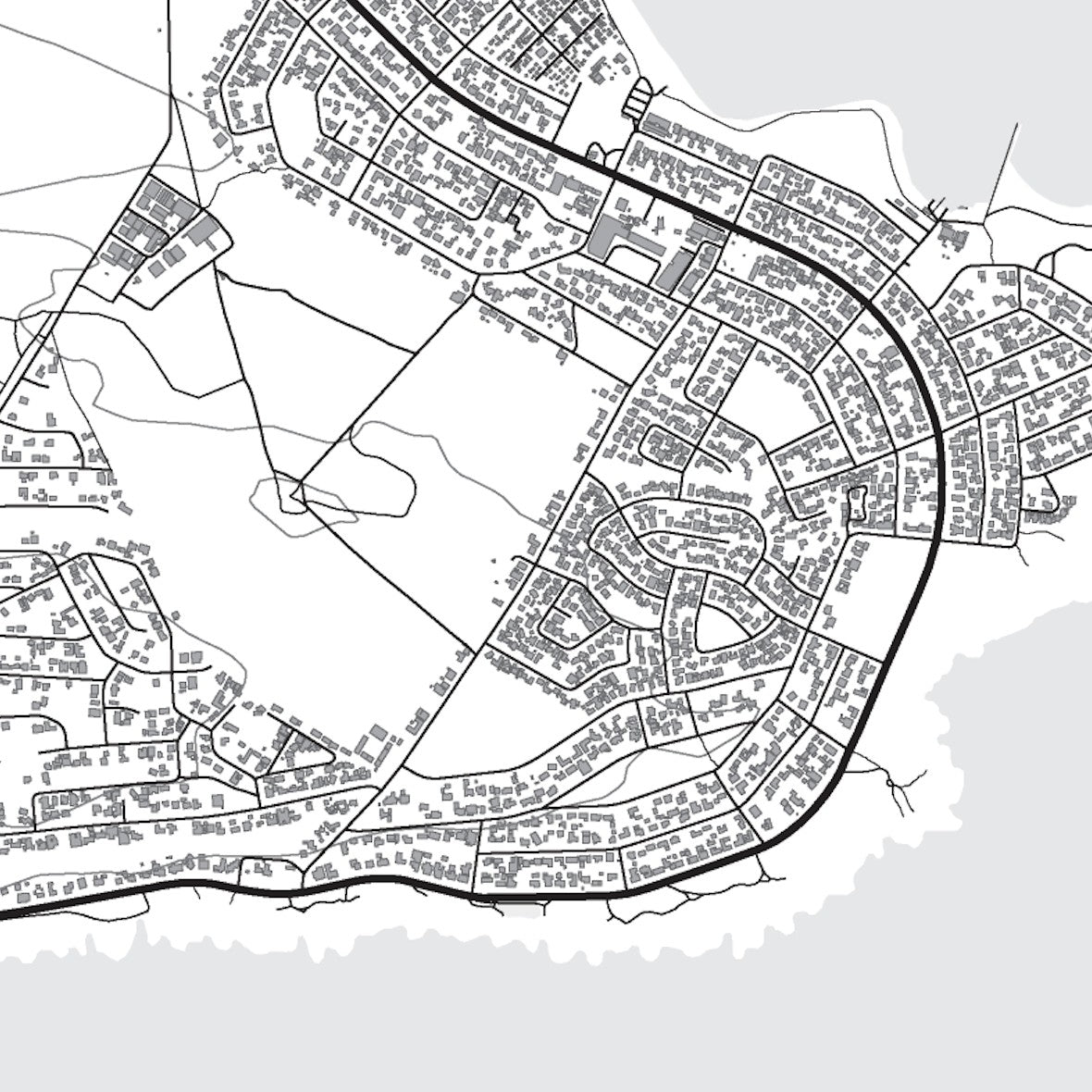 Close-up detail of the Cape Agulhas Mono map print, showing the fine line work and quality of the full-size print.