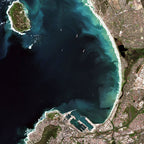 Close-up detail of the Cape Peninsula satellite image print, showing the detail and quality of the full-size print