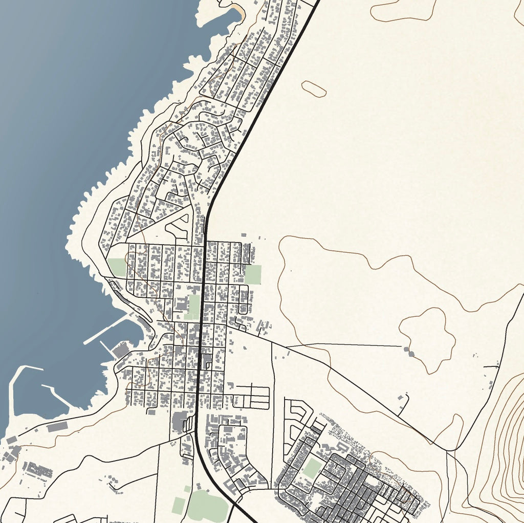 Close-up detail of the Danger Point Classic map print, showing the fine line work and quality of the full-size print