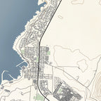 Close-up detail of the Danger Point Classic map print, showing the fine line work and quality of the full-size print