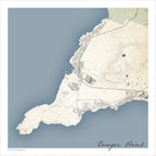 Danger Point map print in the Classic style, also covering Gansbaai, Kleinbaai and Franskraal, with fine black street lines, grey buildings and blue sea on a cream background