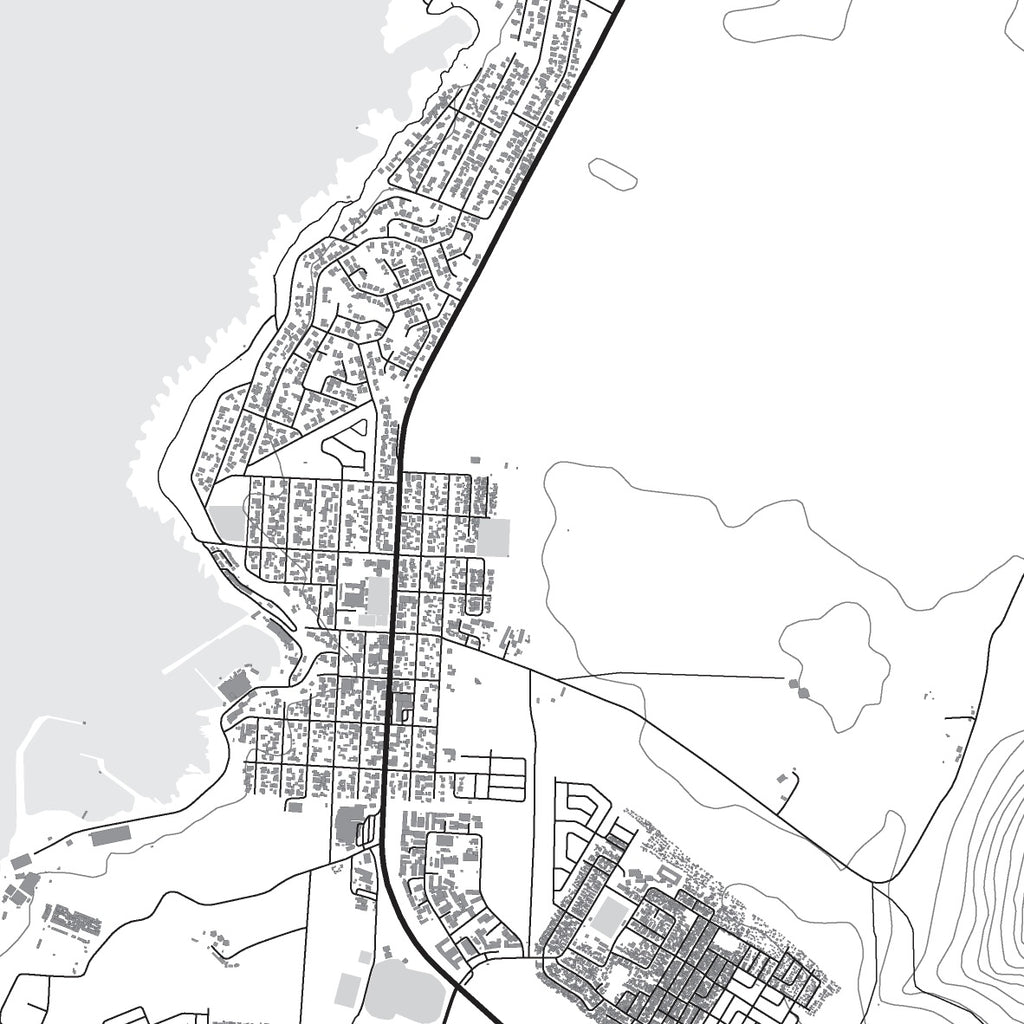 Close-up detail of the Danger Point Mono map print, showing the fine line work and quality of the full-size print