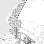 Close-up detail of the Danger Point Mono map print, showing the fine line work and quality of the full-size print