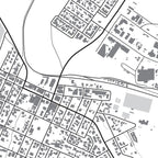 Close-up detail of the Darling Mono map print, showing the fine line work and quality of the full-size print
