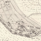 Close-up detail of the 1924 Admiralty chart of Durban reproduction print, showing the Point with its quays, railway lines and depth soundings