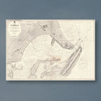 1924 Admiralty chart of Durban in its 1945 edition, reproduction print showing the bay and harbour, the Point and the Bluff, with the city street grid