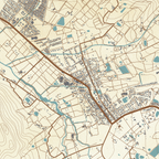 Close-up detail of the Franschhoek antique patina style map print, showing the fine line work and quality of the full-size print