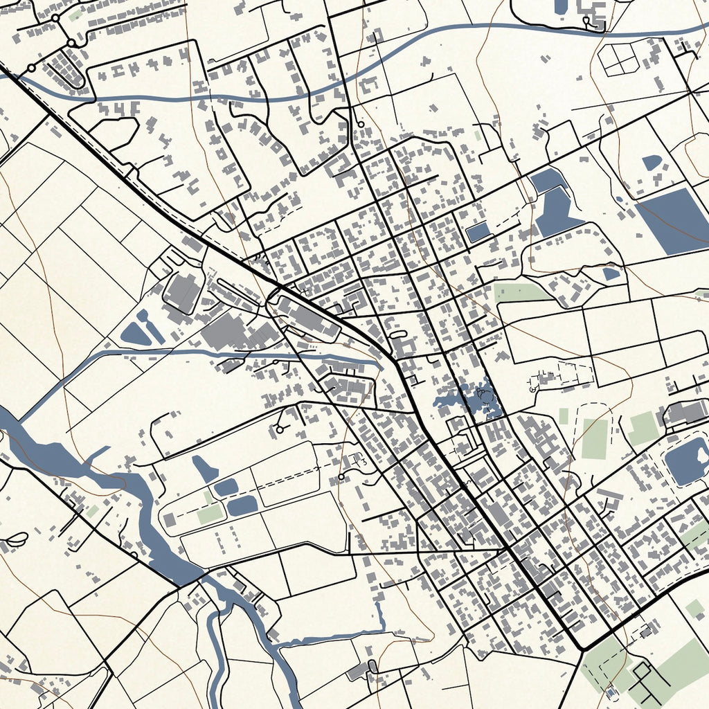 Close-up detail of the Franschhoek Classic map print, showing the fine line work and quality of the full-size print