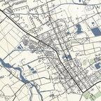 Close-up detail of the Franschhoek Classic map print, showing the fine line work and quality of the full-size print