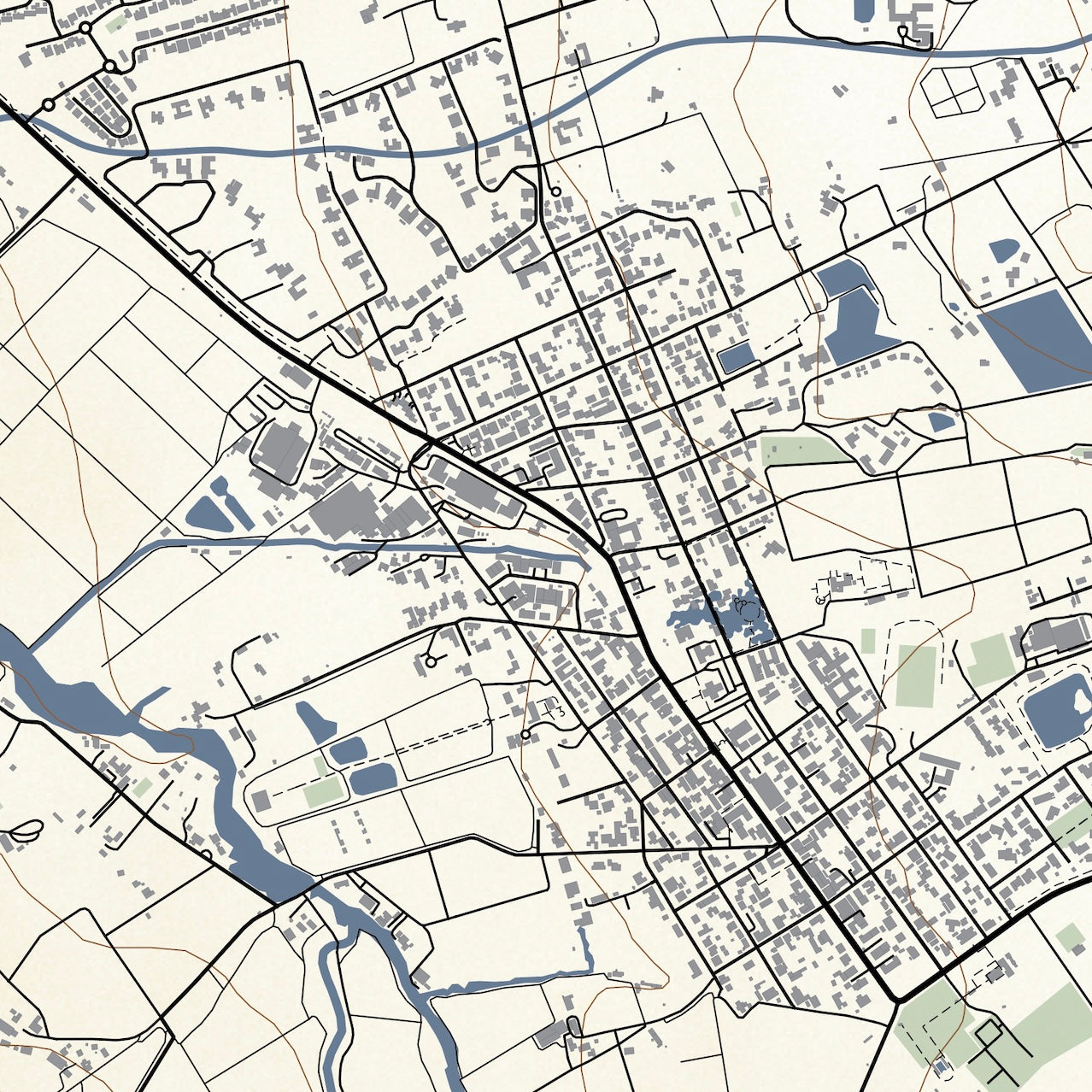 Close-up detail of the Franschhoek Classic map print, showing the fine line work and quality of the full-size print