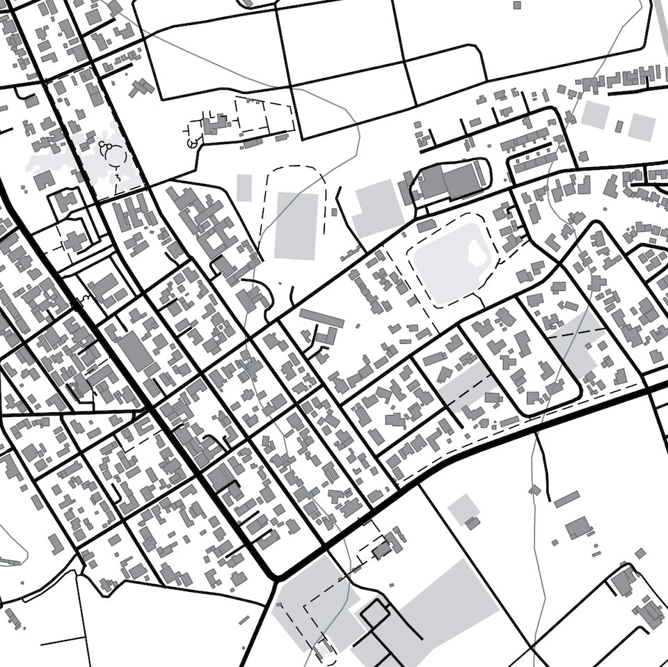 Close-up detail of the Franschhoek Mono map print, showing the fine line work and quality of the full-size print