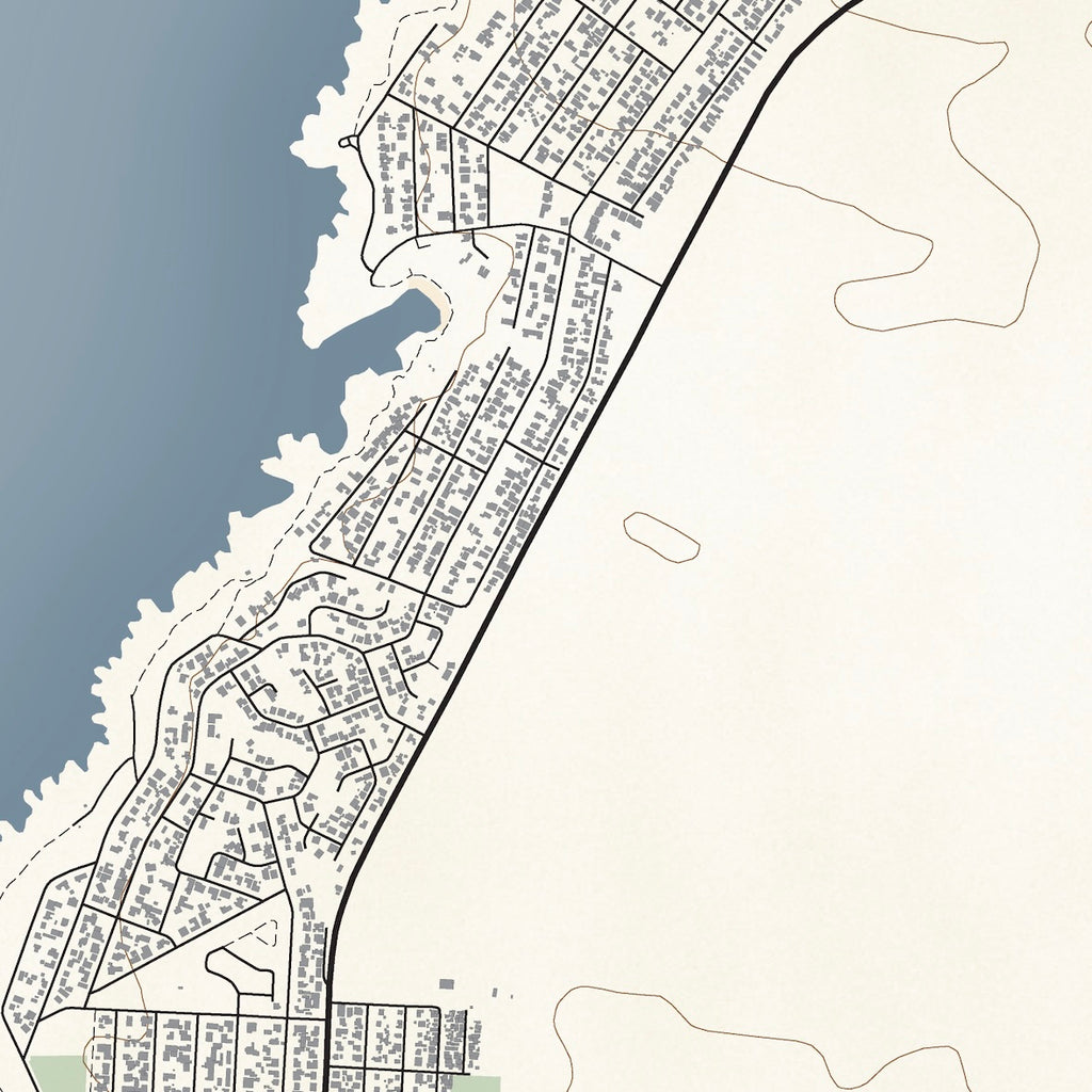 Close-up detail of the Gansbaai Classic map print, showing the fine line work and quality of the full-size print