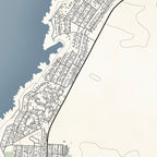 Close-up detail of the Gansbaai Classic map print, showing the fine line work and quality of the full-size print
