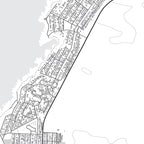 Close-up detail of the Gansbaai Mono map print, showing the fine line work and quality of the full-size print