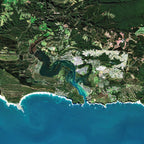 Close-up detail of the Garden Route 1  satellite print, showing the resolution and clarity of the full-size print.