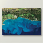 Garden Route 1 satellite print, showing the coast from Mossel Bay to Knysna, with large swirling ocean currents in blue sea