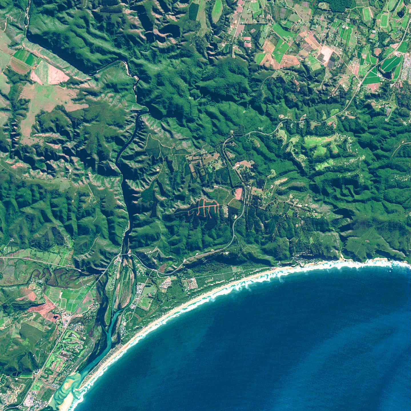 Close-up detail of the Garden Route 2 east satellite print, showing the resolution and clarity of the full-size print