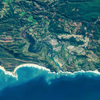Close-up detail of the Garden Route 2 west satellite print, showing the resolution and clarity of the full-size print