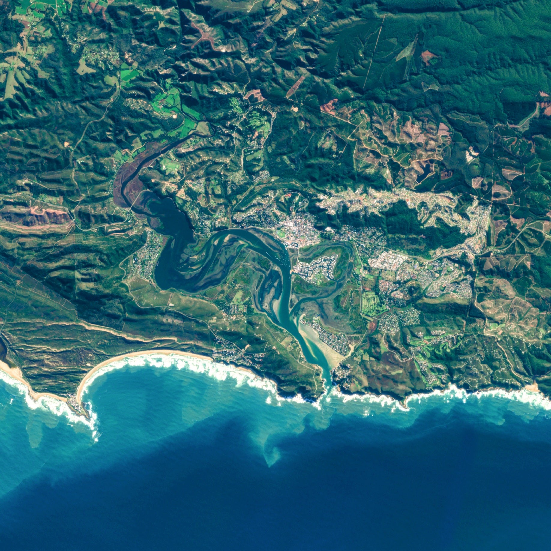Close-up detail of the Garden Route 2 west satellite print, showing the resolution and clarity of the full-size print