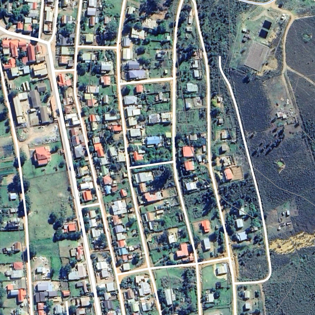 Close-up detail of the Genadendal Aerial map print, showing the fine line work and quality of the full-size print.