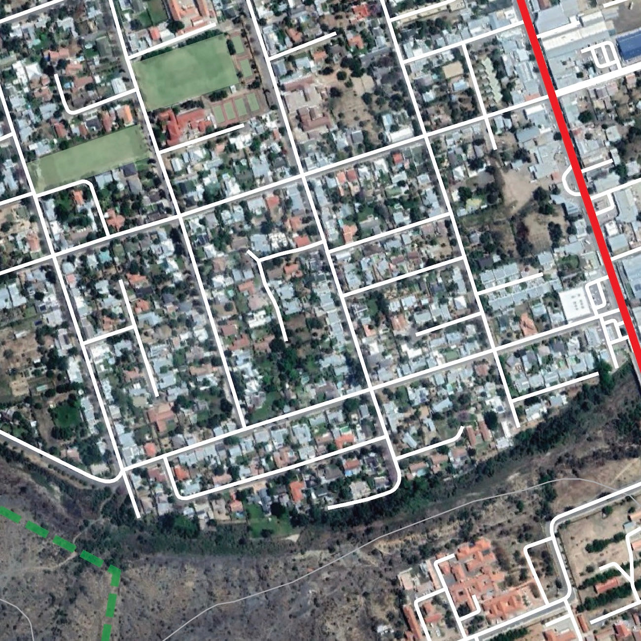 Close-up detail of the Graaff-Reinet Aerial map print, showing the fine line work and quality of the full-size print