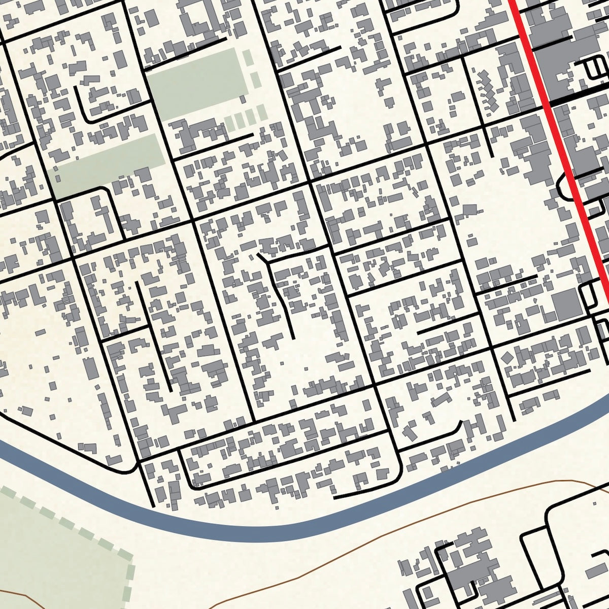 Close-up detail of the Graaff-Reinet Classic map print, showing the fine line work and quality of the full-size print