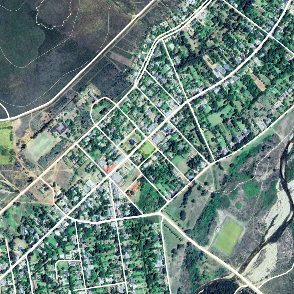 Close-up detail of the Greyton Aerial map print, showing the fine line work and quality of the full-size print.