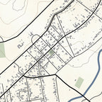 Close-up detail of the Greyton Classic map print, showing the fine line work and quality of the full-size print