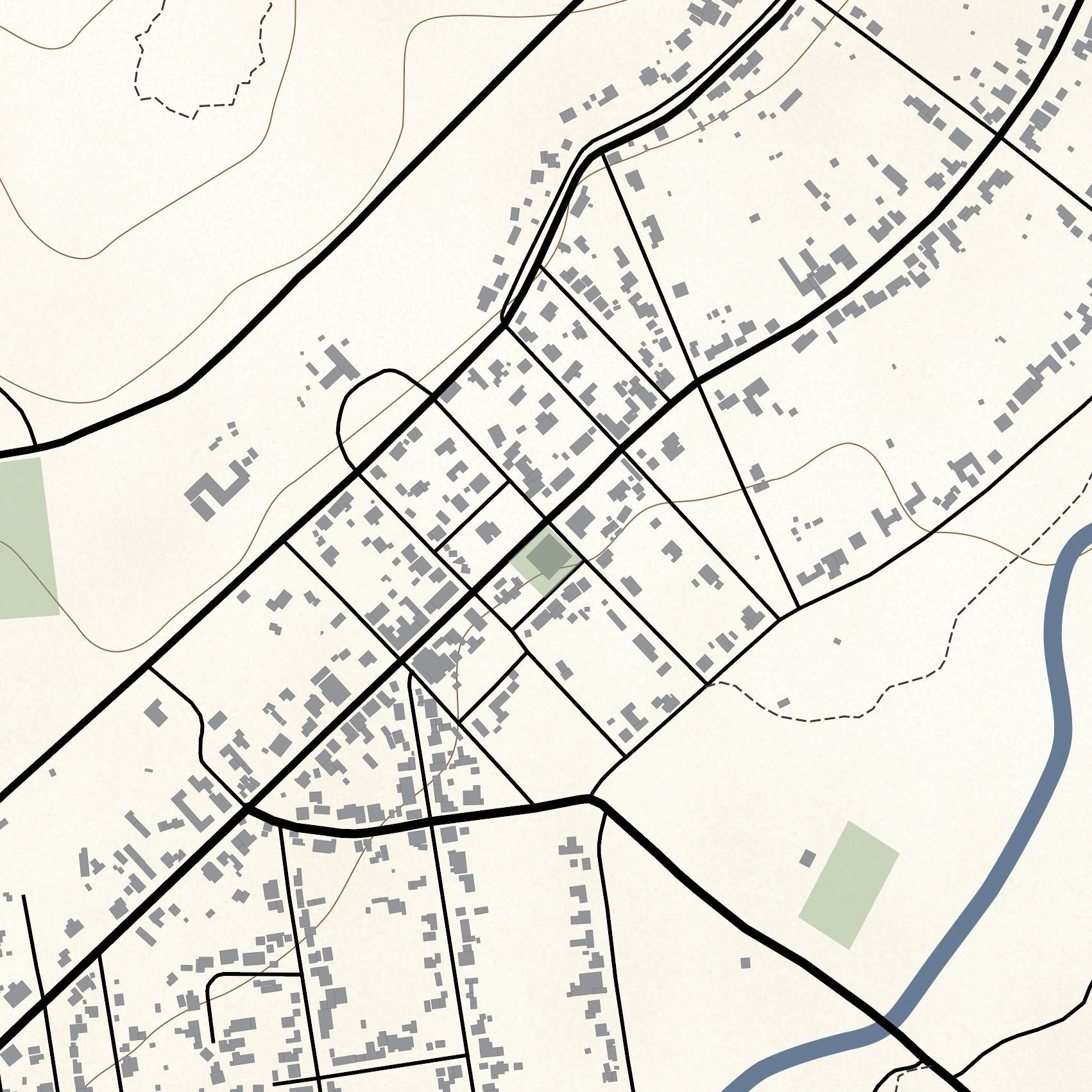 Close-up detail of the Greyton Classic map print, showing the fine line work and quality of the full-size print