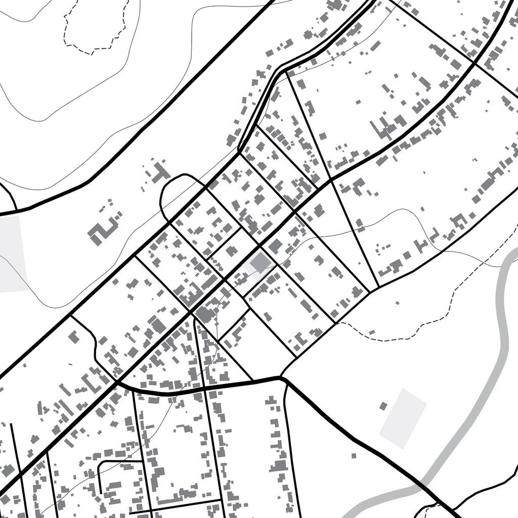 Close-up detail of the Greyton Mono map print, showing the fine line work and quality of the full-size print