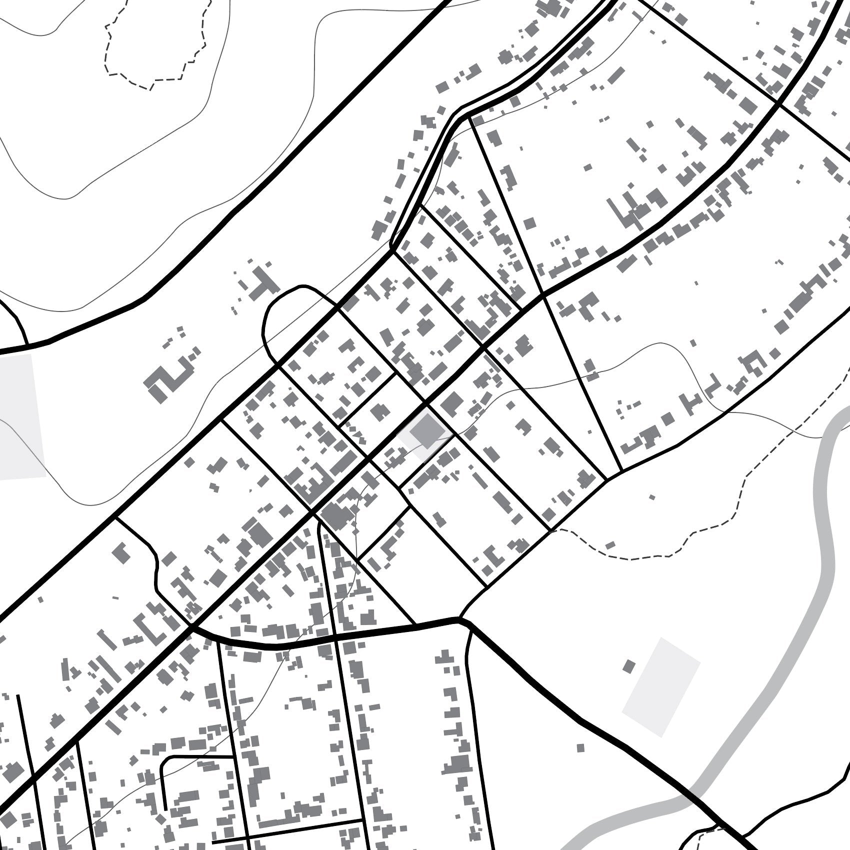 Close-up detail of the Greyton Mono map print, showing the fine line work and quality of the full-size print