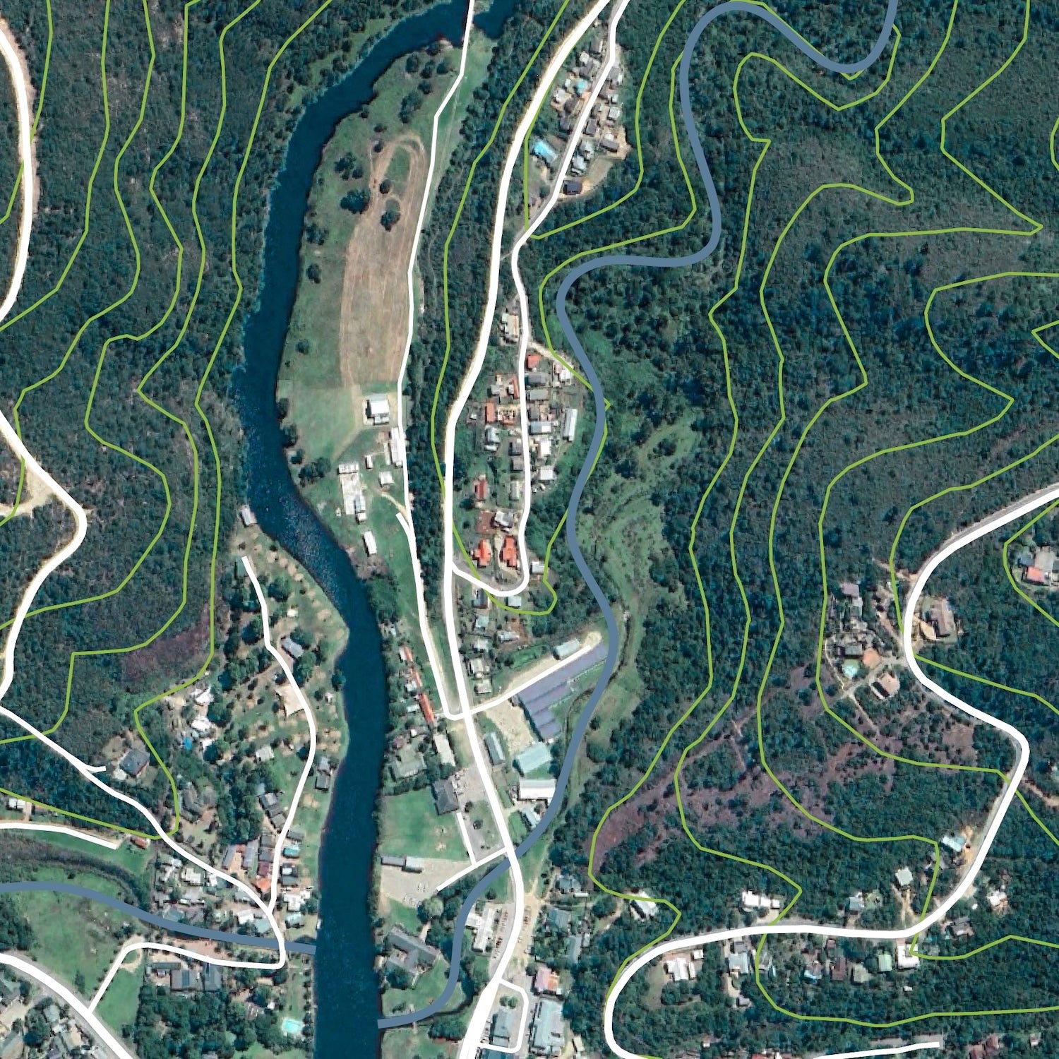 Close-up detail of the Groot Brakrivier Aerial map print, showing the fine line work and quality of the full-size print