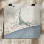 Groot Brakrivier map print in the Classic style, hanging on a light wooden wall, showing the river mouth and coastline