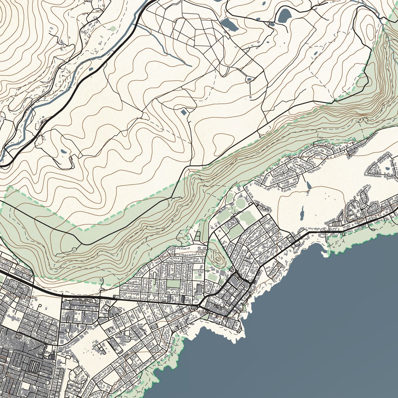 Close-up detail of the Hermanus Classic map print, showing the fine line work and quality of the full-size print