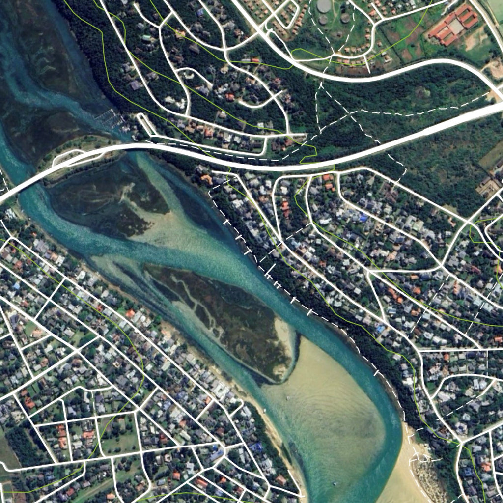Close-up detail of the Kenton-on-Sea Aerial map print, showing the fine line work and quality of the full-size print.