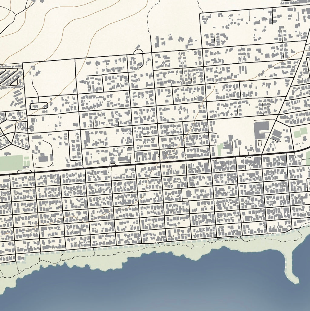 Close-up detail of the Kleinmond Classic map print, showing the fine line work and quality of the full-size print