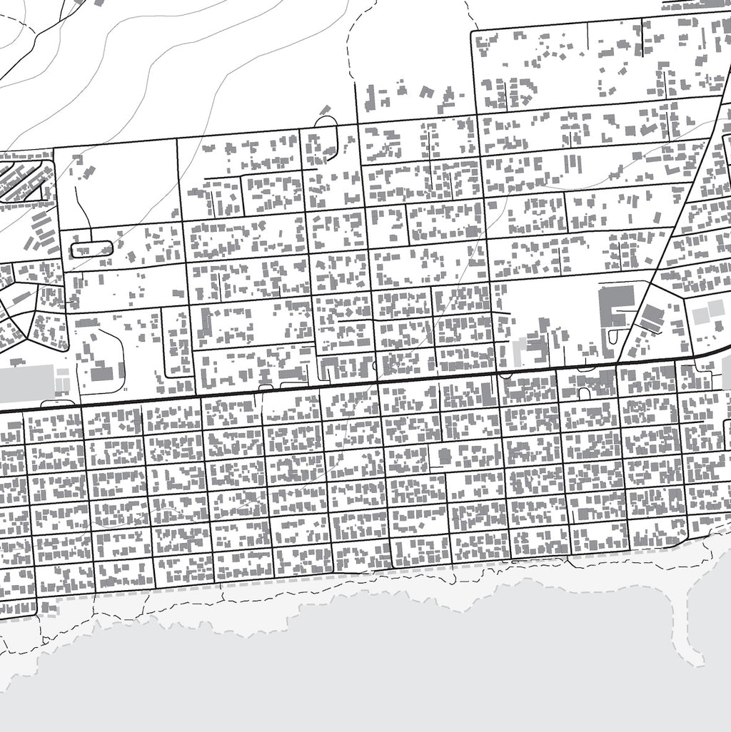 Close-up detail of the Kleinmond Mono map print, showing the fine line work and quality of the full-size print
