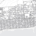 Close-up detail of the Kleinmond Mono map print, showing the fine line work and quality of the full-size print