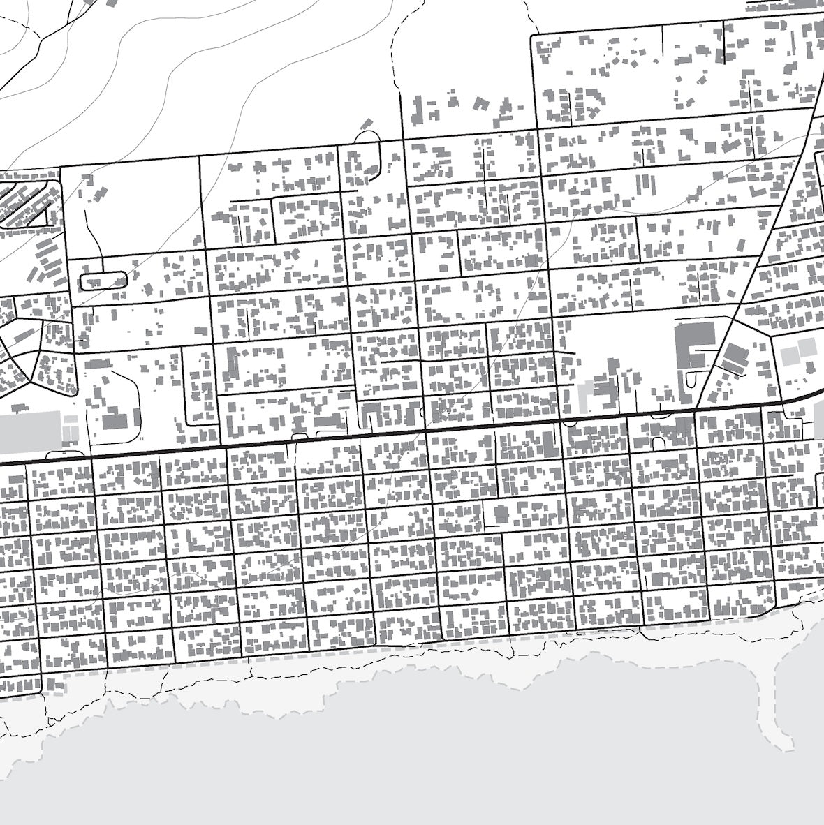 Close-up detail of the Kleinmond Mono map print, showing the fine line work and quality of the full-size print