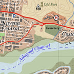 Close-up detail of the Knysna Vintage large map print, showing the fine line work and quality of the full-size print