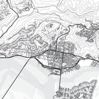 Close-up detail of the Knysna Mono map print, showing the fine line work and quality of the full-size print