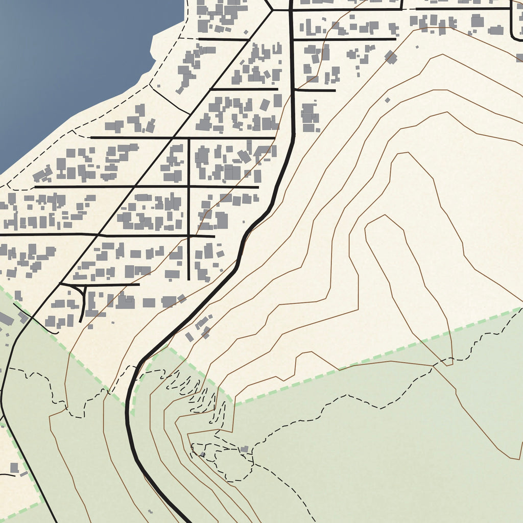 Close-up detail of the Kommetjie Classic map print, showing the fine line work and quality of the full-size print