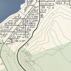 Close-up detail of the Kommetjie Classic map print, showing the fine line work and quality of the full-size print