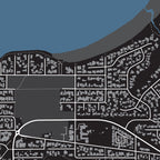 Close-up detail of the Kommetjie Granite map print, showing the fine line work and quality of the full-size print