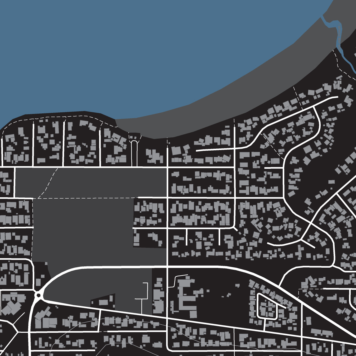 Close-up detail of the Kommetjie Granite map print, showing the fine line work and quality of the full-size print