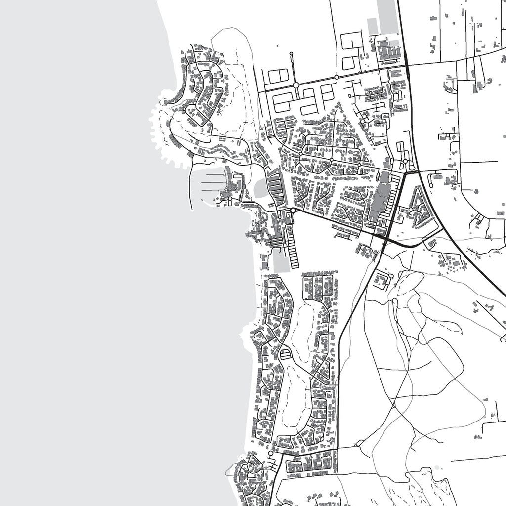 Close-up detail of the Langebaan Mono map print, showing the fine line work and quality of the full-size print