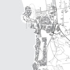 Close-up detail of the Langebaan Mono map print, showing the fine line work and quality of the full-size print