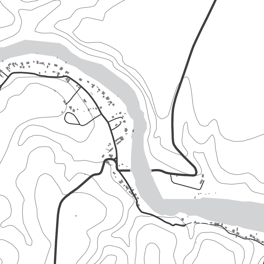 Close-up detail of the Malgas Mono map print, showing the fine line work and quality of the full-size print