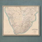Alexander Merensky's 1887 map of South Africa, from the Cape Colony to the Zambezi, with coloured boundary lines on a cream ground